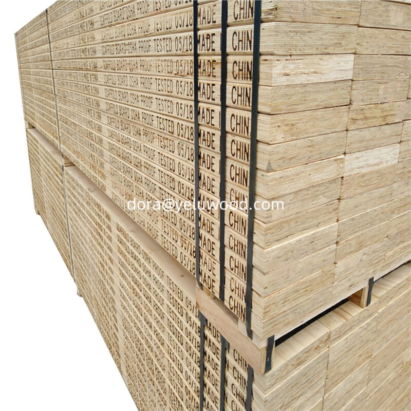 China Factory Pine LVL Scaffold Board, F7 Phenolic Glue, Long Span Timber for Roofing